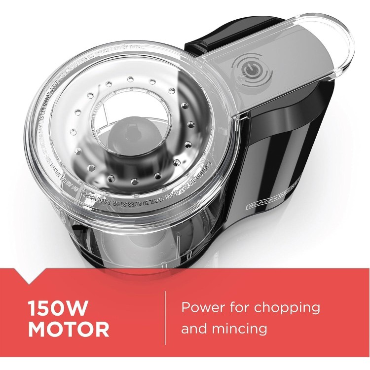 BLACK+DECKER 1.5-Cup Electric Food Chopper, One Touch Pulse, 150W Motor, Stay-Sharp Blade, Dishwasher Safe