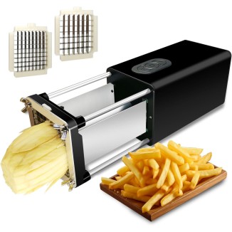 Electric French Fry Cutter, Professional commercial and household french fries cutter, potato slicer with 1/2Inch & 3/8Inch blade, Electric vegetable chopper, Suitable for potato, carrot(Black)