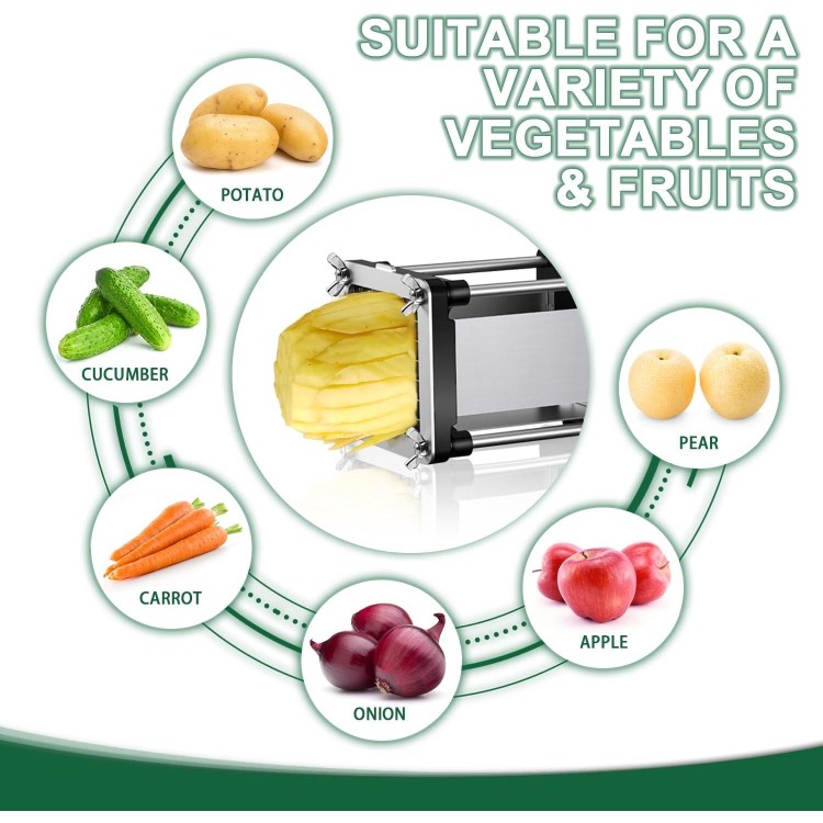 Electric French Fry Cutter, Professional commercial and household french fries cutter, potato slicer with 1/2Inch & 3/8Inch blade, Electric vegetable chopper, Suitable for potato, carrot(Black)