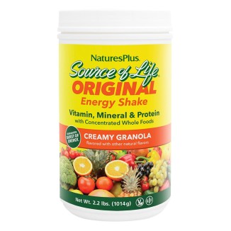 Natures Plus Source of Life Energy Shake - 2.2 lbs Multivitamin, Mineral & Protein Powder - Granola Flavor - Whole Food Meal Replacement - Non-GMO, Vegetarian, Gluten-Free - 26 Servings