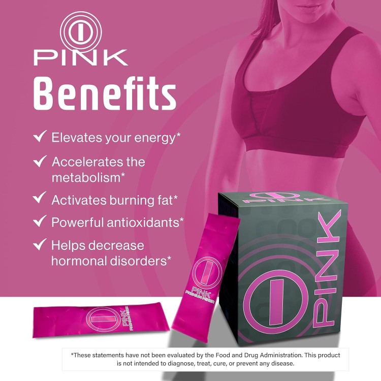 Energy Drink Powder, bHIP Pink for Women 30 Drink Mix Packets. Energy Supplements for Women. Natural Blend Energy Powder Drink Mix Perfect for Today's Busy Woman