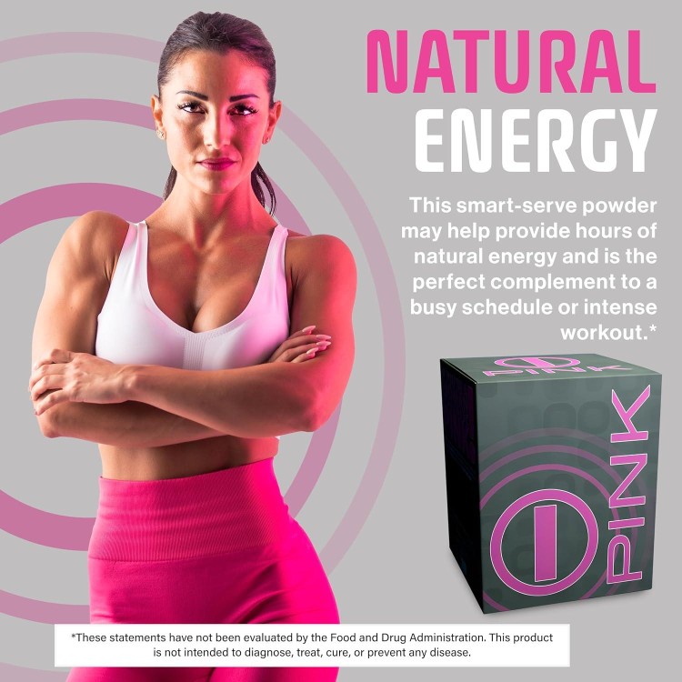 Energy Drink Powder, bHIP Pink for Women 30 Drink Mix Packets. Energy Supplements for Women. Natural Blend Energy Powder Drink Mix Perfect for Today's Busy Woman