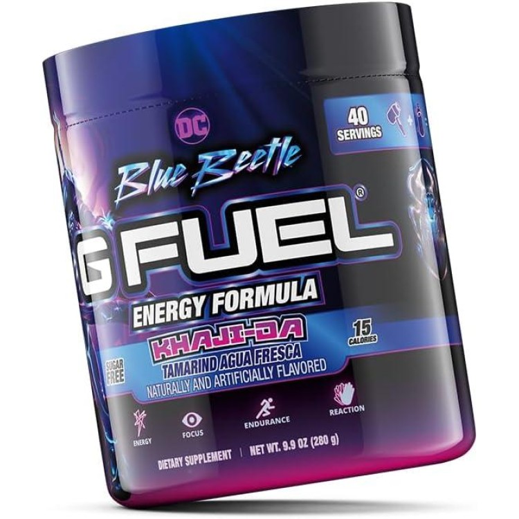 G Fuel Blue Beetle Energy Powder, Sugar Free, Clean Caffeine Focus Supplement, Water Mix, Tamarind Agua Fresca Flavor, Focus Amino, Vitamin + Antioxidants Blend - 9.9 oz (40 Servings)