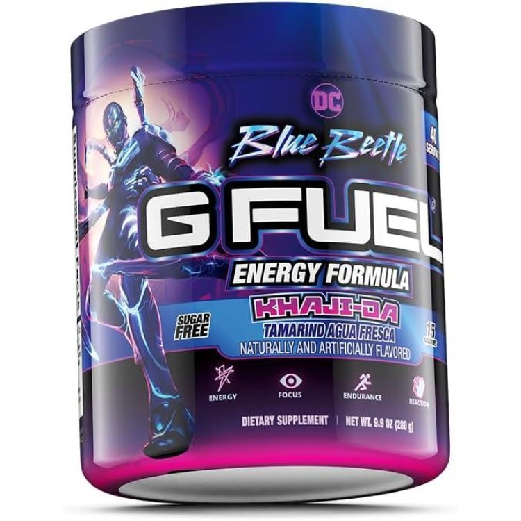 G Fuel Blue Beetle Energy Powder, Sugar Free, Clean Caffeine Focus Supplement, Water Mix, Tamarind Agua Fresca Flavor, Focus Amino, Vitamin + Antioxidants Blend - 9.9 oz (40 Servings)