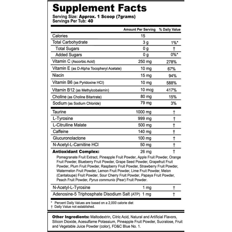 G Fuel Faze Rug Energy Powder, Sugar Free, Clean Caffeine Focus Supplement, Water Mix, Sour Blue Raspberry Flavor, with Focus Amino, Vitamin + Antioxidants Blend - 10.44 oz (40 Servings)