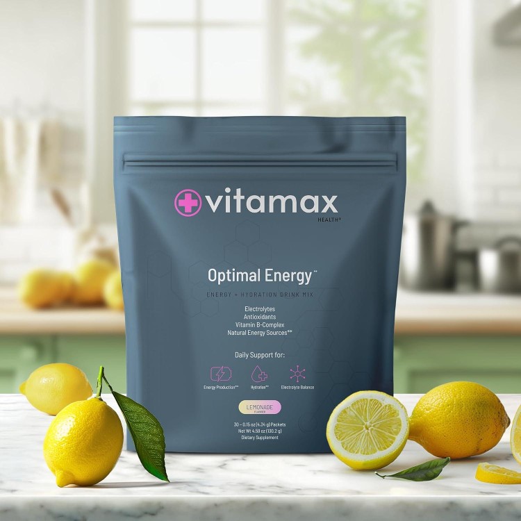 Optimal Energy - Lemonade - Sugar Free Hydration Recovery Powder Stick Packs | B Vitamin Complex Electrolyte Drink Mix | Easy Open Single-Serving | Non-GMO | 30 Servings