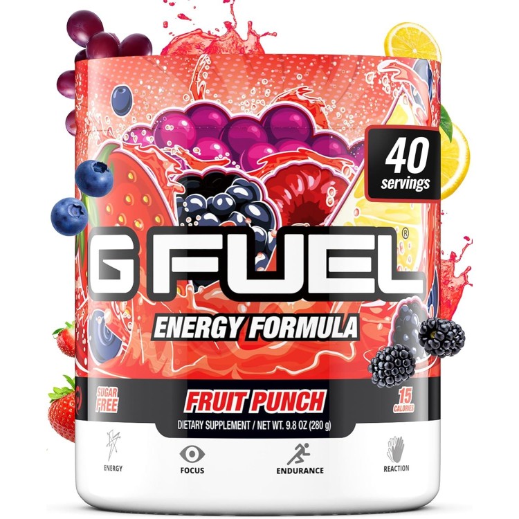 G Fuel Fruit Punch Tub (40 Servings) Elite Energy and Endurance Formula, 9.8 oz(280g)