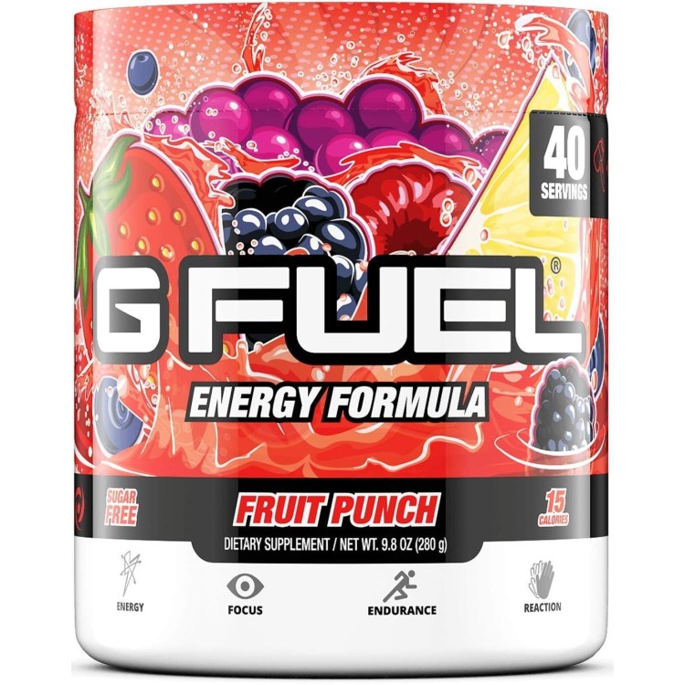 G Fuel Fruit Punch Tub (40 Servings) Elite Energy and Endurance Formula, 9.8 oz(280g)