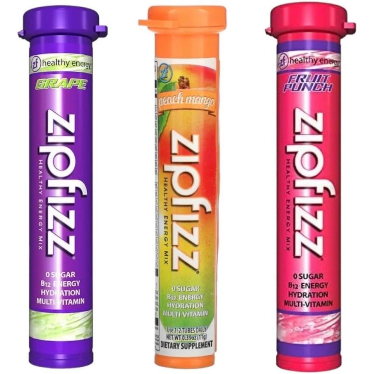 Zifizz Energy Drink Mix Electrolyte Hydration Powder with B12 | Antioxidants |Electrolytes and Multi Vitamin Variety Pack | 3 Fruit Punch, 3 Grape 3 Peach Mango, Pack of 9