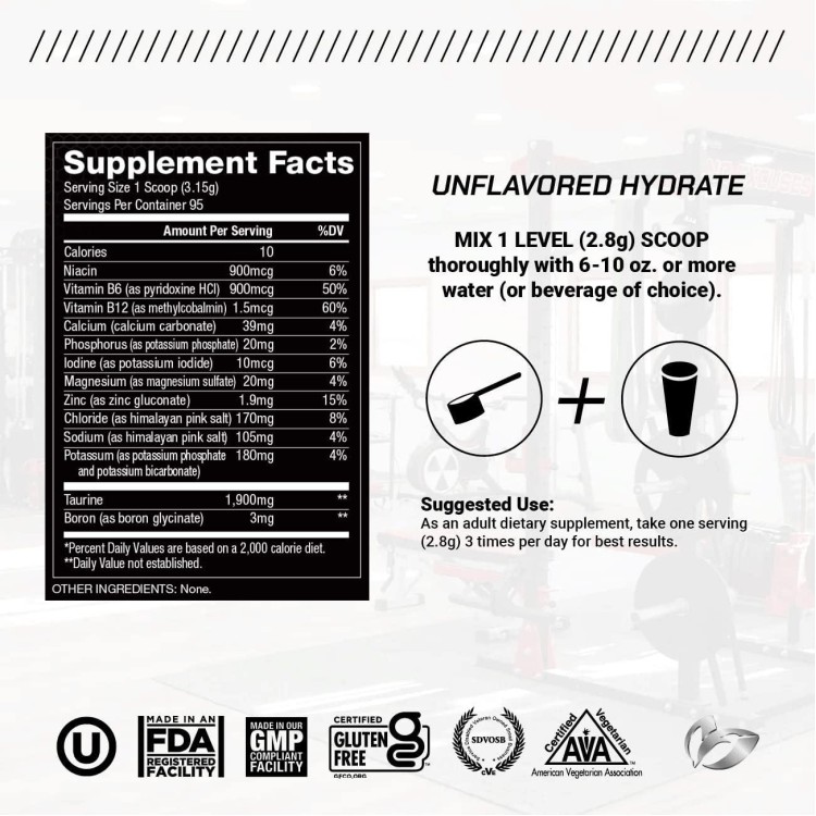 Muscle Feast Skin Hydrating Sugar Free Electrolytes Nutritional_Supplement for Muscle Cramping, Keto All Natural Zero Calorie, Unflavored, 300g (95 Servings) 10.58 Ounce (Pack of 1)