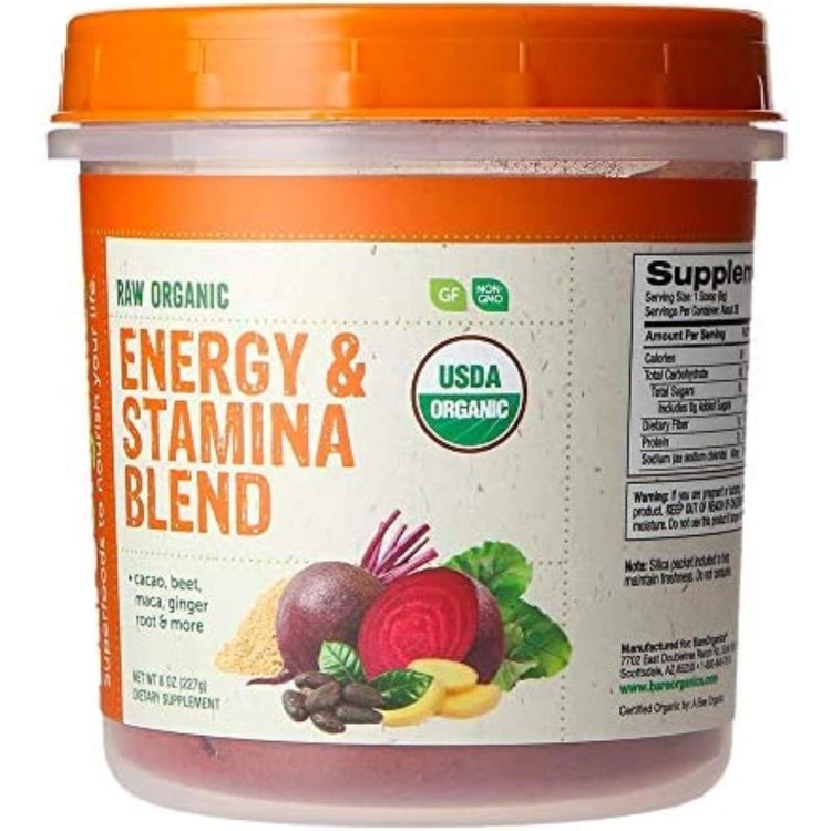 BareOrganics Energy & Stamina Blend Powder, Organic Superfood, Vegan Dietary Supplement, 8 Ounces