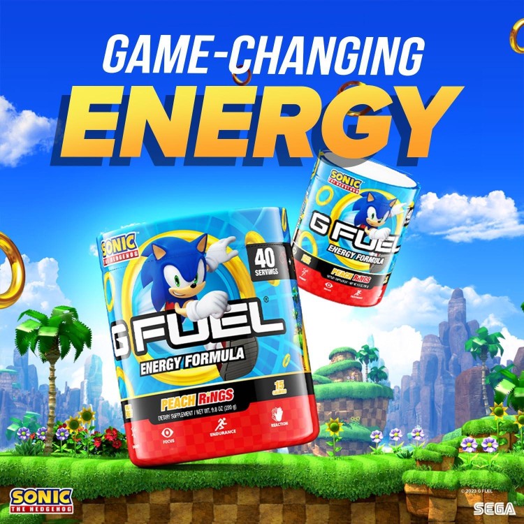 G Fuel Sonic Energy Powder, Sugar Free, Clean Caffeine Focus Supplement, Water Mix, Peach Ring Candy Flavor, Focus Amino, Vitamin + Antioxidants Blend - 9.8 oz (40 Servings)