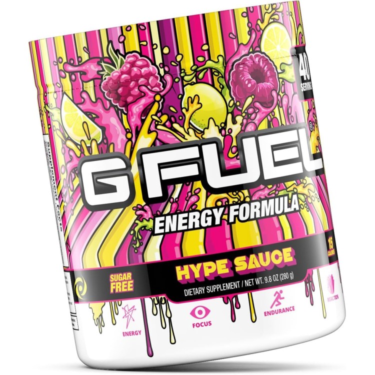 G Fuel Hype Sauce Energy Powder, Sugar Free, Clean Caffeine Focus Supplement, Water Mix, Raspberry Lemonade Flavor, Focus Amino, Vitamin + Antioxidants Blend, 9.8 oz (40 Servings)