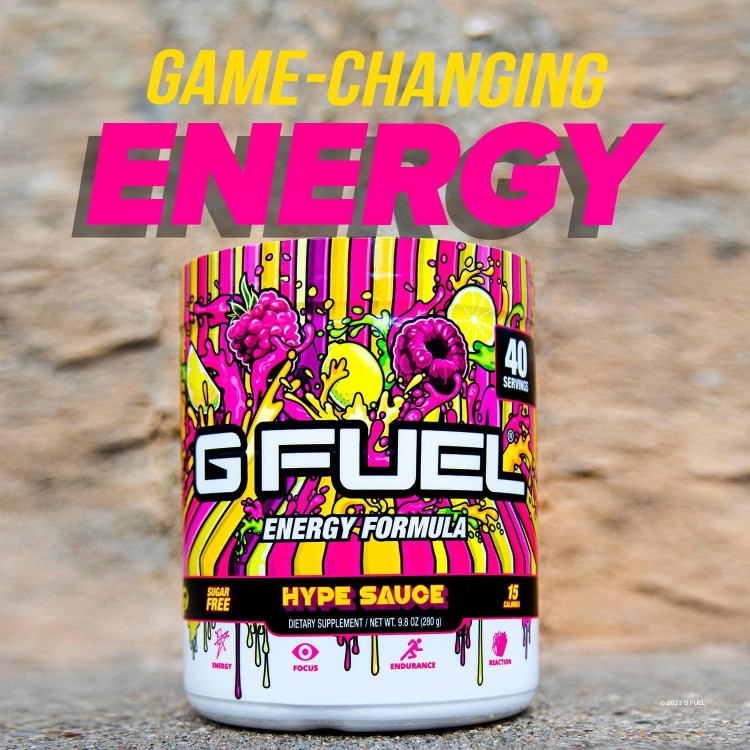 G Fuel Hype Sauce Energy Powder, Sugar Free, Clean Caffeine Focus Supplement, Water Mix, Raspberry Lemonade Flavor, Focus Amino, Vitamin + Antioxidants Blend, 9.8 oz (40 Servings)