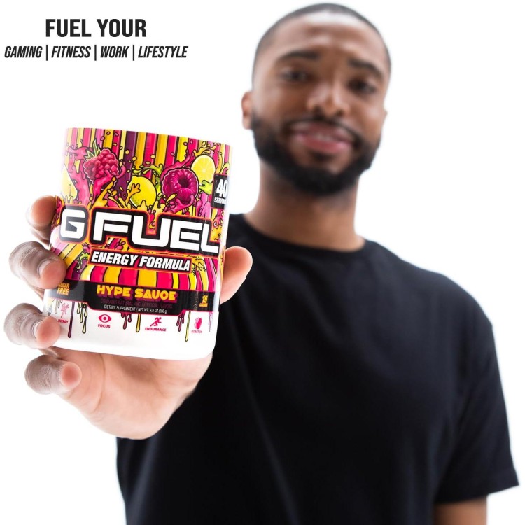 G Fuel Hype Sauce Energy Powder, Sugar Free, Clean Caffeine Focus Supplement, Water Mix, Raspberry Lemonade Flavor, Focus Amino, Vitamin + Antioxidants Blend, 9.8 oz (40 Servings)