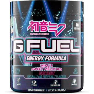 G Fuel Sweet Melodies Inspired by Hatsune Miku Energy Powder, Sugar Free, Clean Caffeine Focus Supplement, Water Mix, Rock Candy Flavor, Focus Amino, Vitamin + Antioxidants Blend, 9.9 oz, 40 Servings