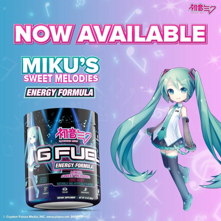 G Fuel Sweet Melodies Inspired by Hatsune Miku Energy Powder, Sugar Free, Clean Caffeine Focus Supplement, Water Mix, Rock Candy Flavor, Focus Amino, Vitamin + Antioxidants Blend, 9.9 oz, 40 Servings