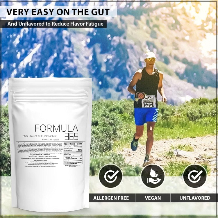 Formula 369 - Endurance Fuel Drink Mix, 3 lb. Bag with 45 Servings, 30g of Carbs per Scoop, Glucose and Fructose high Carbohydrate Drink Mix for Endurance Sports., 48.0 Ounce, 3.0 pounds