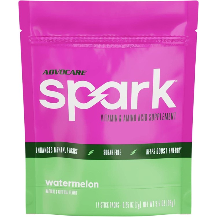 AdvoCare Spark Vitamin & Amino Acid Supplement - Focus & Energy Drink Powder Mix with Vitamin A, B-6, C & E - Also Includes L-Carnitine & L-Tyrosine - Water Melon, 14 Stick Packs