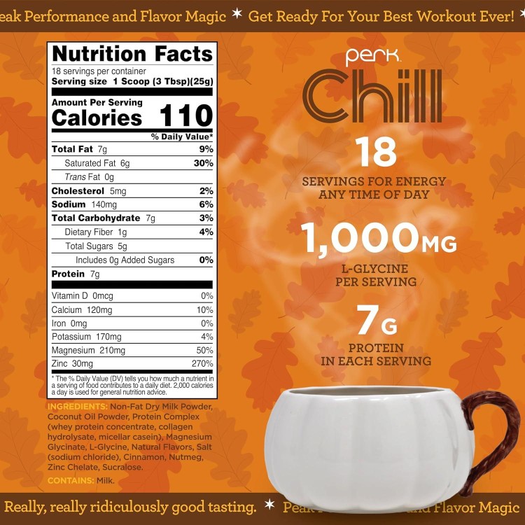 Perk Chill Pumpkin Spice Flavored Drink Mix (18 Servings) - Soothing Flavor