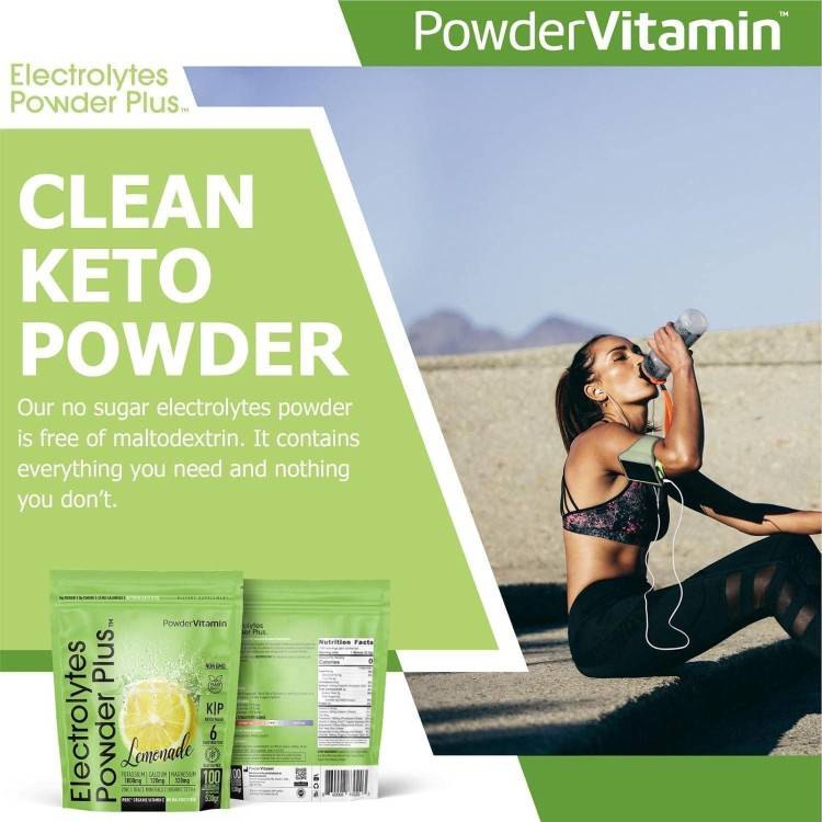 Electrolytes Powder Plus Keto, Lemonade (100 Servings) 0 Sugar, No Maltodextrin,1000mg Potassium,120mg Calcium,120mg Magnesium,Organic Vitamin C,Zero Calories, Energy Hydration Powder