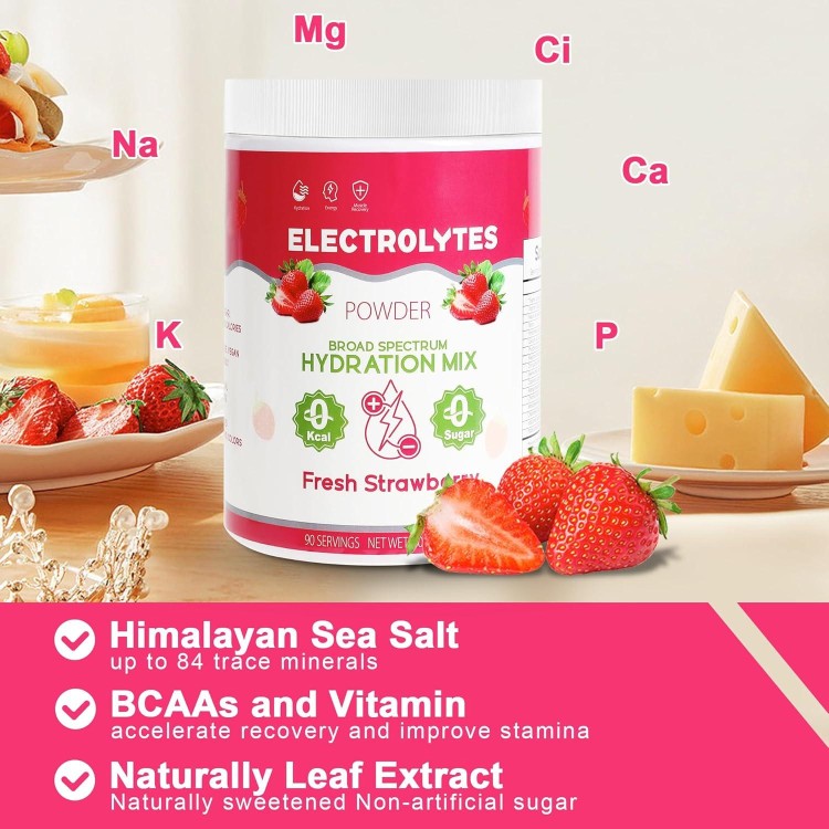 Electrolytes Powder No Sugar - No Flavor Hydrate Electrolyte Powder Replenisher Daily Electrolyte Drink Mix, Keto Friendly, Vegan, Non-GMO, Flavorless Hydration Powder Electrolytes - 90 Servings