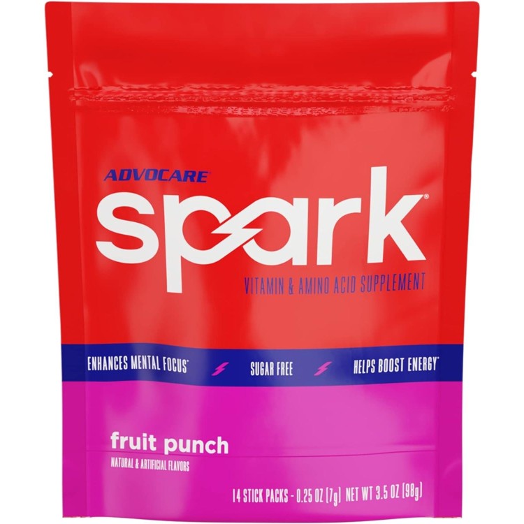 AdvoCare Spark Vitamin & Amino Acid Supplement - Focus & Energy Drink Powder Mix with Vitamin A, B-6, C & E - Also Includes L-Carnitine & L-Tyrosine - Fruit Punch, 14 Stick Packs