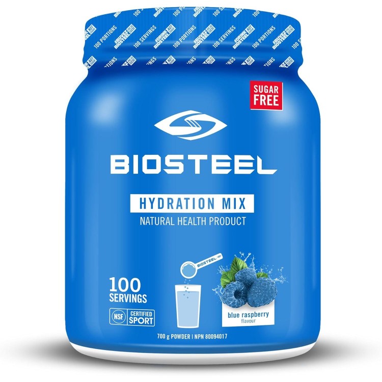 BioSteel Hydration Mix - Sugar Free, Essential Electrolyte Sports Drink Powder - Blue Raspberry - 100 Servings