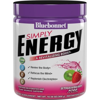 Bluebonnet Nutrition Simply Energy Powder - No Artificial Colors, Flavors or Sweeteners - Soy-Free, Gluten-Free, Non-GMO, Kosher, Dairy-Free, Vegan - 10.58 oz, 30 Servings - Strawberry Kiwi Flavor