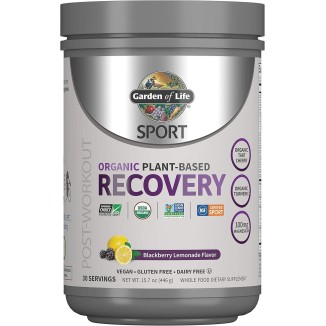 Garden of Life Sport Vegan Organic Plant Based Post Workout Muscle Recovery Powder for Men & Women - BlackBerry Lemonade 30 Servings, 100mg Magnesium, Antioxidants, Supplements, 15.7 Oz