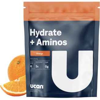 UCAN Hydrate + Aminos, Orange 20 Serving Bag, Keto, Sugar-Free Electrolyte + Muscle Recovery, Essential Electrolytes + EAAs & BCAAs, Non-GMO, Vegan, for Runners, Gym-Goers, Performance Athletes