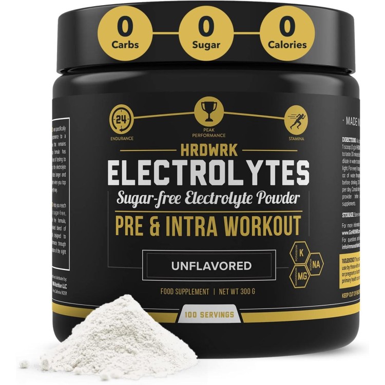 HRDWRK - Electrolytes Powder Keto Hydration Sugar Free with Magnesium, Potassium and Sodium - 100 Servings | Boost Endurance and Reduce Fatigue with This Electrolytes Supplement - Maximum Hydration