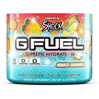 G Fuel Mango Lemonade Electrolytes Powder, Water Mix for Hydration, Energy and Focus, Sugar Free, Zero Caffeine Supplement with Essential Minerals, Mango Lemonade Flavor, 3.4 oz (30 Servings)