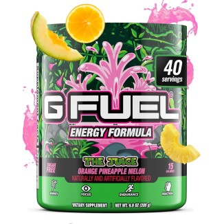 G Fuel The Juice Energy Powder, Sugar Free, Clean Caffeine Focus Supplement, Water Mix, Orange, Pineapple & Melon Punch Flavor, Focus Amino, Vitamin + Antioxidants Blend - 9.9 oz (40 Servings)