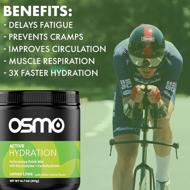 Osmo Active Hydration Electrolyte Powder - Includes Sodium, Magnesium, Potassium, Carbs & Vitamins, Cane Sugar, All Natural Ingredients, 3X Faster Hydration, Boosts Power & Endurance - Lemon Lime