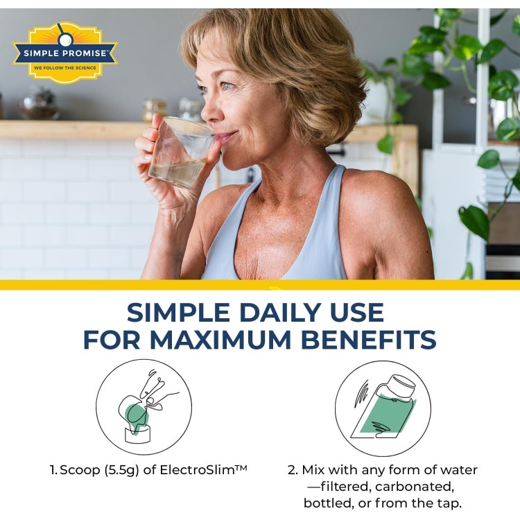 Simple Promise ElectroSlim - Sugar-Free Electrolyte Powder Hydration Support with Essential Electrolytes - No Sugar Formula for Daily Energy Balance - Lemon Lime Flavor