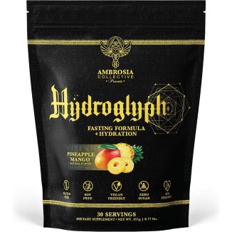 Ambrosia Hydroglyph Intraworkout Formula w/BCAA + EAA + Electrolytes Hydration Powder to Protect Lean Muscle, 0g Sugar Fasting Hydration Drink Mix, Made w/Coconut Water (Pineapple Mango)