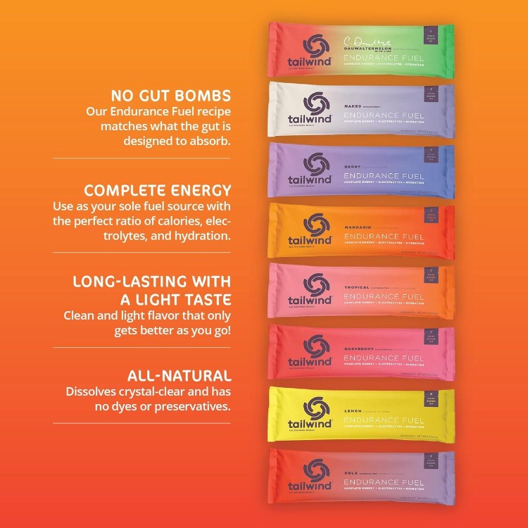 Tailwind Grab-and-Go Endurance Fuel Single Serve Assorted Flavors (Pack of 8) - Hydration Drink Mix with Electrolytes, Carbohydrates - Non-GMO, Gluten-Free, Vegan, No Soy or Dairy