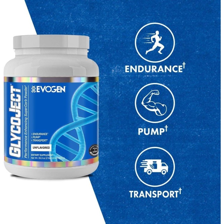 Evogen GlycoJect Powder Unflavored, Performance Carbohydrate Fuel for Muscle, Endurance, for Men & Women, 36 Servings