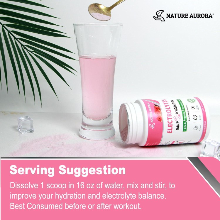 Electrolytes Powder No Sugar, Fresh Watermelon Electrolyte Powder, Hydration Powder, Enhanced with Himalayan Salt, BCAAs, and B-Vitamins, No Calories, Sugar Free Keto Electrolyte Drink - 90 Servings