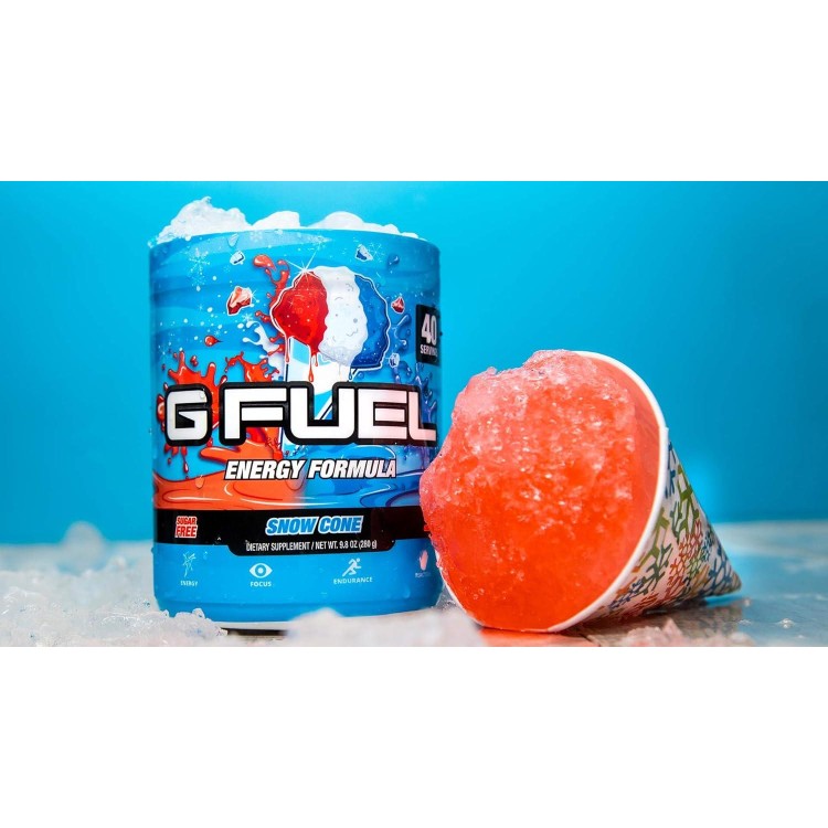 G Fuel Snow Cone Game-Changing Elite Energy Powder, Sharpens Mental Focus and Cognitive Function, Zero Sugar, Supports Immunity and Enhances Mood 9.8 oz (40 servings)