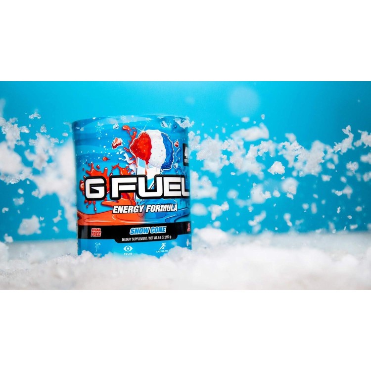 G Fuel Snow Cone Game-Changing Elite Energy Powder, Sharpens Mental Focus and Cognitive Function, Zero Sugar, Supports Immunity and Enhances Mood 9.8 oz (40 servings)