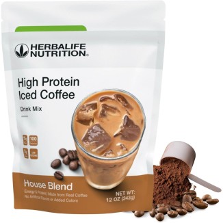 Herbalife NUTRITION High Protein Iced Coffee Drink Mix: (House Blend 12 oz/343g) Energy and Protein, Made from Real Coffee, Low fat, No Artificial Flavors or Added Colors