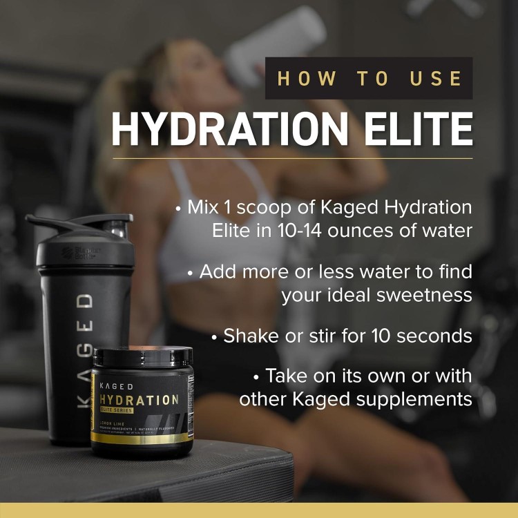 Kaged Electrolytes, Hydration Elite, Premium Electrolyte Powder Supplement, Intra Workout, Post Workout, Lemon Lime, 30 Servings