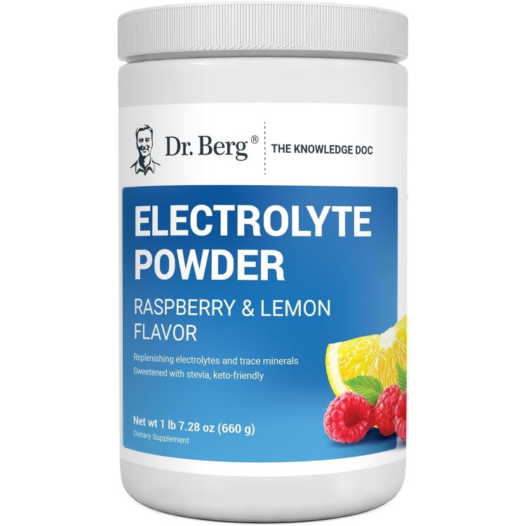 Dr. Berg Zero Sugar Hydration Keto Electrolyte Powder - Enhanced w/ 1000 mg of Potassium & Real Pink Himalayan Salt (NOT Table Salt) - Raspberry & Lemon Flavor Hydration Drink Supplement, 100 Servings