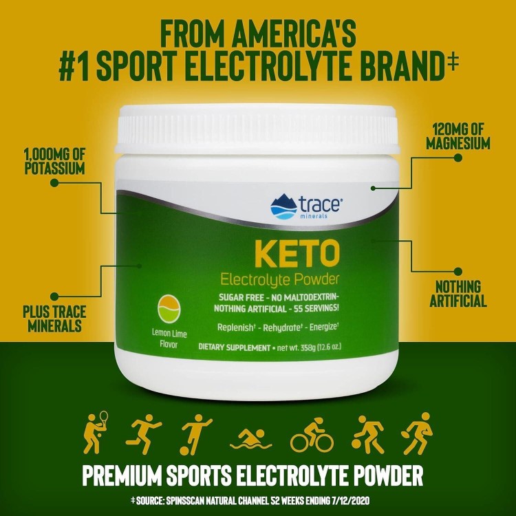 Trace Minerals | Keto Electrolyte Powder Drink Mix | Sugar Free | Promotes Energy and Endurance | Gluten Free, Vegan | Natural Lemon Lime | 55 Servings