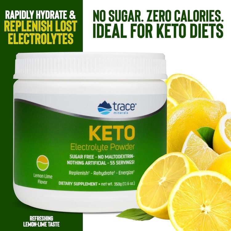 Trace Minerals | Keto Electrolyte Powder Drink Mix | Sugar Free | Promotes Energy and Endurance | Gluten Free, Vegan | Natural Lemon Lime | 55 Servings