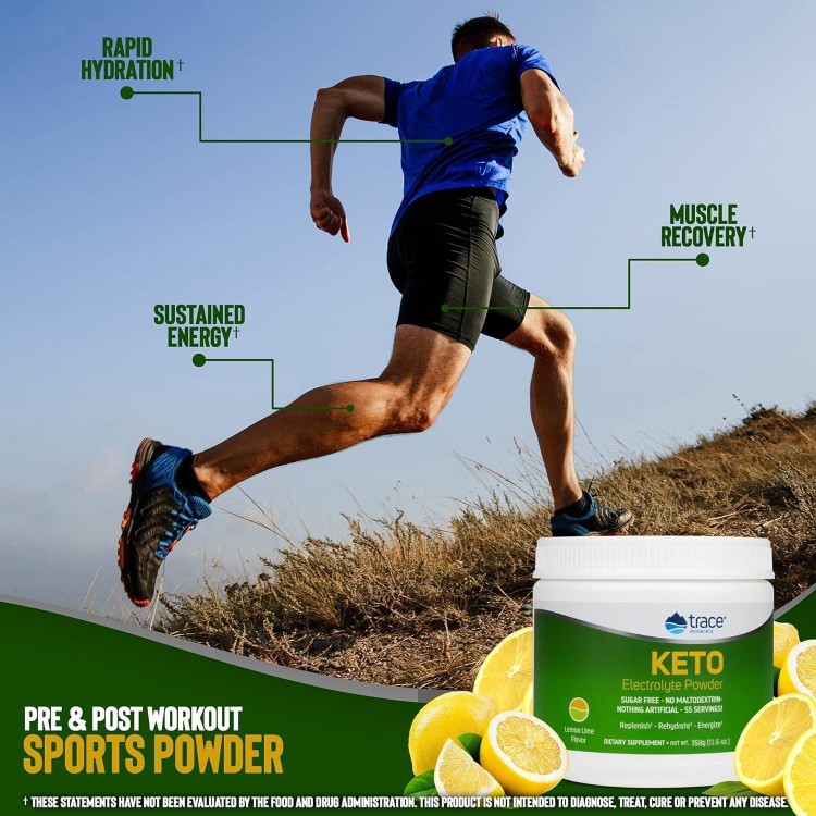 Trace Minerals | Keto Electrolyte Powder Drink Mix | Sugar Free | Promotes Energy and Endurance | Gluten Free, Vegan | Natural Lemon Lime | 55 Servings