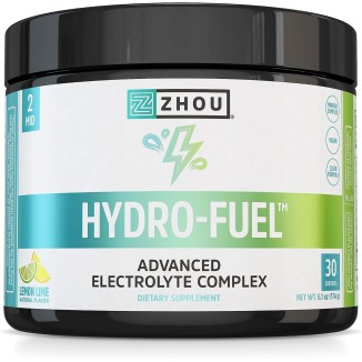 Zhou Nutrition Hydro Fuel, Sugar Free Electrolyte Powder, Replenish Nutrients, Restore Hydration, Natural Mineral Complex with Coconut Water Concentrate, Vegan, Gluten Free, Lemon Lime, 30 servings