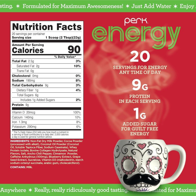 Perk Energy Original Mexican Hot Chocolate 20 Servings - Gluten Free